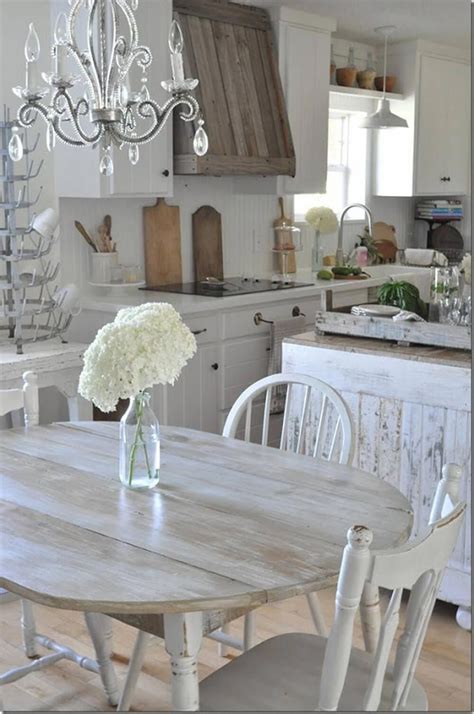 Whitewashed Wooden Table And Chairs Shabbychic Shabby Chic Kitchen