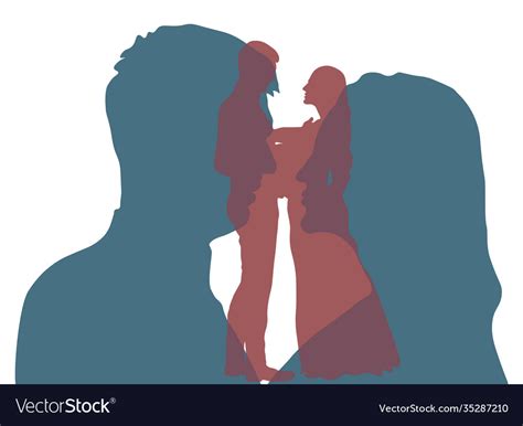 Newly Married Couple Silhouette Man And Woman Vector Image