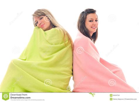 Young Girls Under Blanket Smile Stock Images Image 8444754