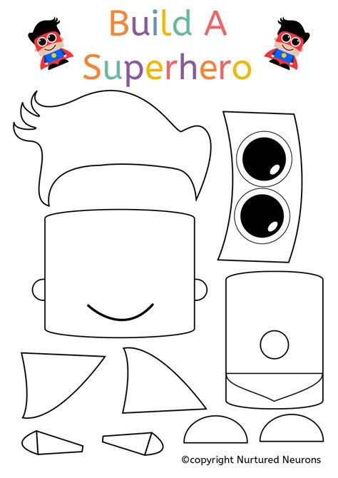Free printable super hero counting pages. Build A Superhero Craft (Free Printable) - Nurtured ...