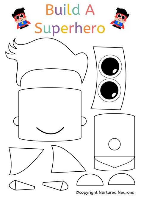 Inspiring printable superhero mask cutouts printable images. Build A Superhero Craft (Free Printable) - Nurtured Neurons in 2020 | Superhero crafts, Toddler ...