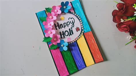 Handmade Holi Greeting Card Holi Craft Ideas Holi Card Making 2020