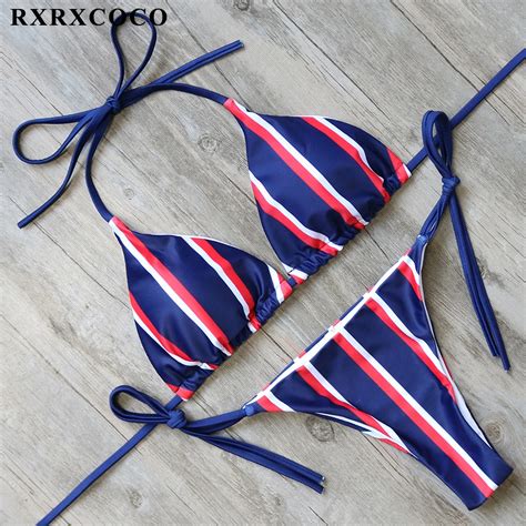 Rxrxcoco New Sexy Bikini 2017 Halter Bandage Swimsuit Women Push Up