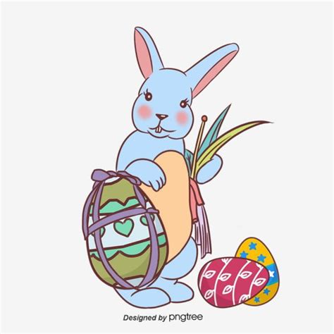 Easter Rabbit Clipart Vector Hand Painted Easter Egg Rabbit Rabbit