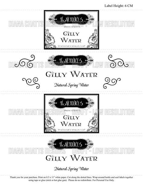 Printable Honeydukes Gilly Water Bottle Labels Etsy Harry Potter