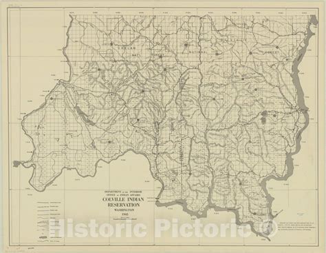 Map Colville Indian Reservation Washington 1945 Colville Indian