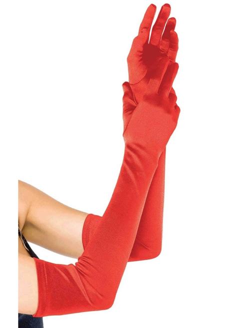 Red Gloves Elegant Extra Long Satin Opera Gloves