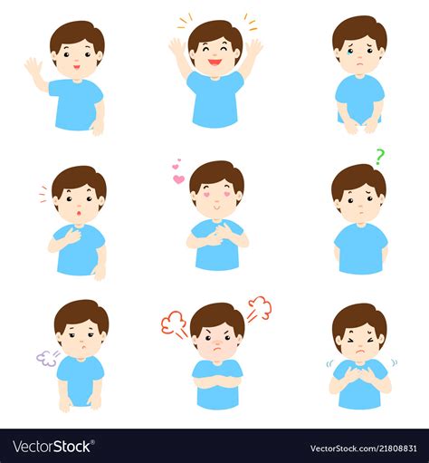 Man With Different Emotions Cartoon Royalty Free Vector