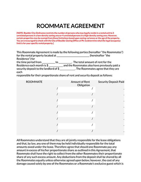 40 Free Roommate Agreement Templates Word Pdf
