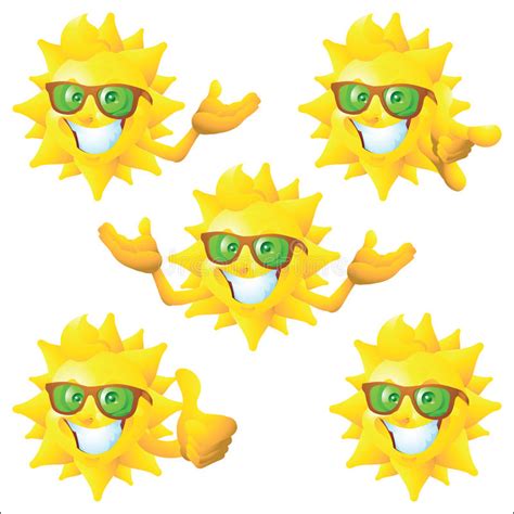 Personaje De Dibujos Animados De Sun Con Las Gafas De Sol Verdes