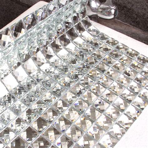 Diflart Silver Mirror Glass Mosaic Tile Crystal Diamond Mosaic Tile 3 4 Inch Backsplash For