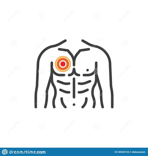 Human Chest Pain Line Icon Stock Vector Illustration Of Icon 209453126