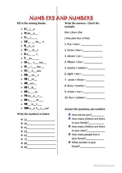 Numbers Numbers English Esl Worksheets For Distance Learning And Pet