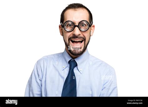 Funny Portrait Of A Ner Mand Wearing Nerd Glasses Stock Photo Alamy