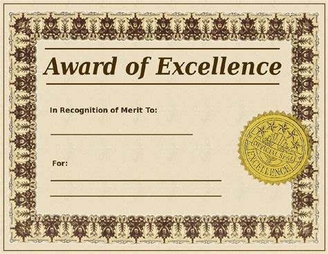 Certificate Of Excellence Template Beige And Brown Download Fillable