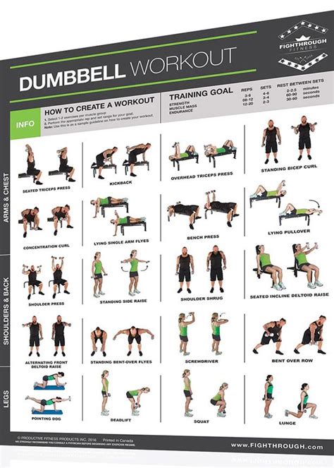 Fighthrough Fitness 18 X 24 Laminated Workout Poster Dumbbell