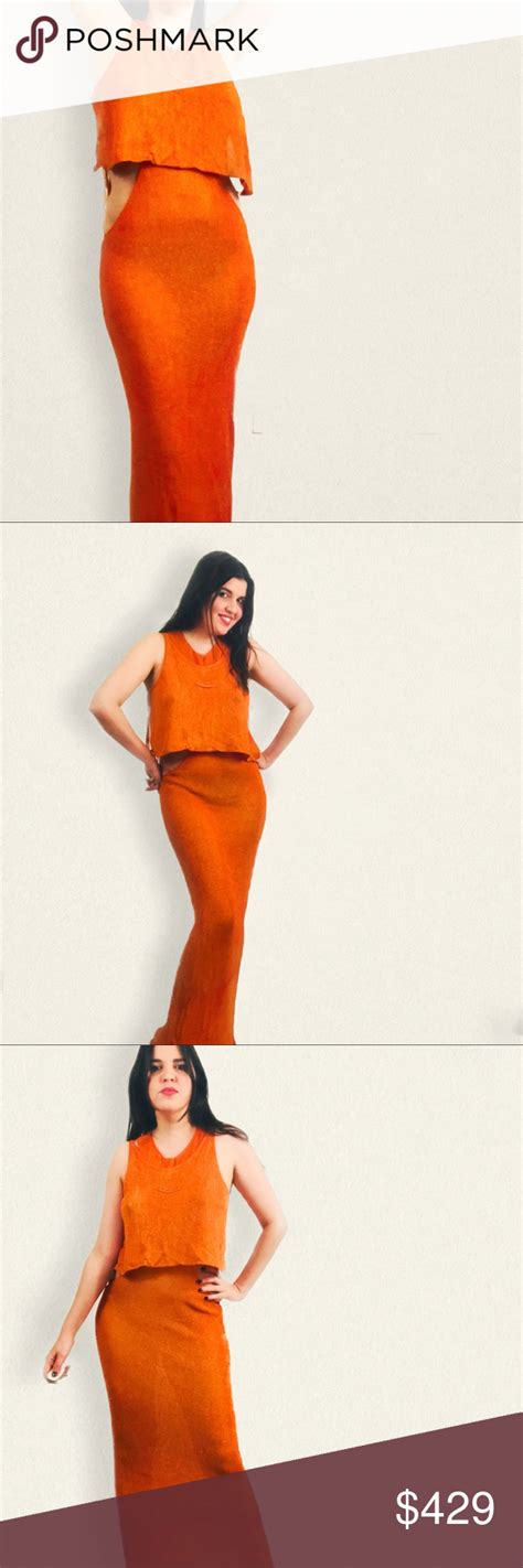 jean paul gaultier orange knit maxi dress maxi knit dress dresses jean paul gaultier dress