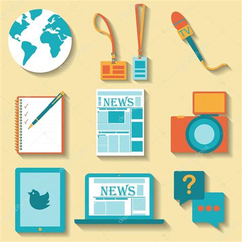 Flat Design Set Of Vector Journalism Icons Stock Vector Image By
