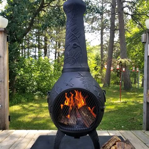 Chiminea Dragonfly Style Cast Aluminum Outdoor Fireplace Chimenea
