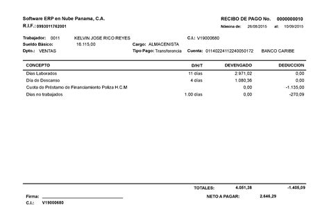 Ejemplo De Recibo De Pago De Nomina Compartir Ejemplo