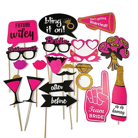From custom hardware and software to personalized backdrops and props, our creative team is available to help you create the perfect photo booth experience. Party Props for Bachelorette | Photo Booth Props For ...
