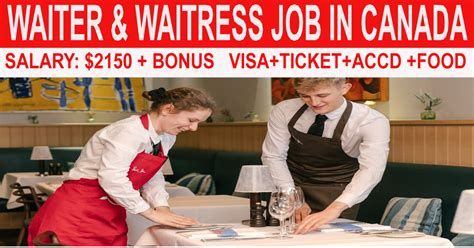 Job Opportunities For Waiters And Waitresses In Canada For Foreigners