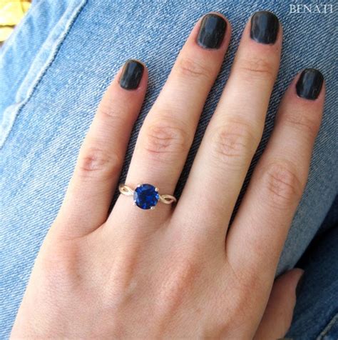 Bold 2 Carat Blue Sapphire Infinity Engagement Ring Blue Gemstone