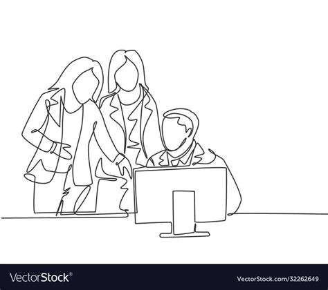 Job Training Concept One Continuous Line Drawing Vector Image