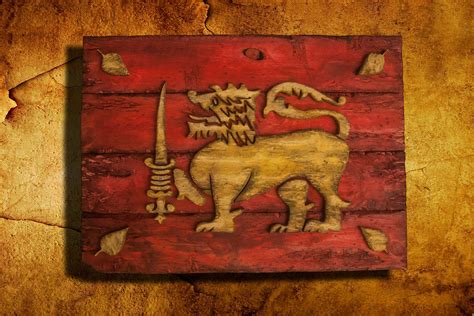 Flag Of Sri Lanka Limited Edition Weathered Wood One Of