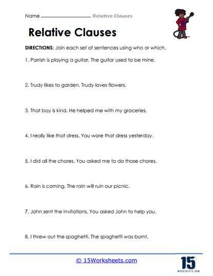 Relative Clauses Worksheets 15