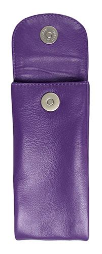 leather double purple eyeglass case