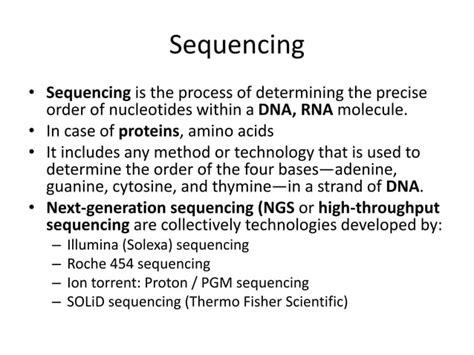 Next Generation Sequencing Methods Ppt