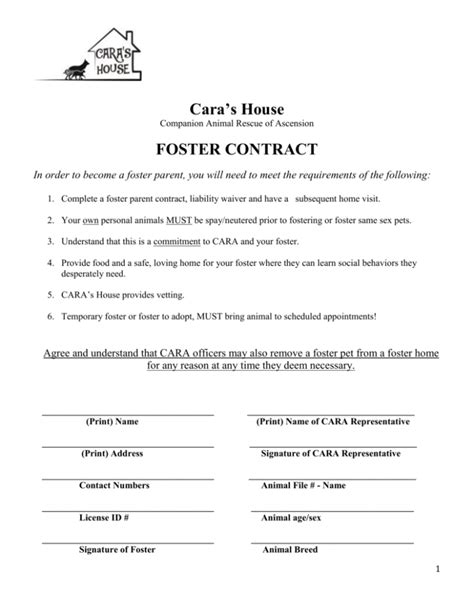 Foster Contract Cara S House