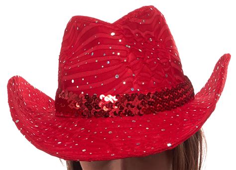 Glitter Sequin Trim Cowboy Hat For Ladies