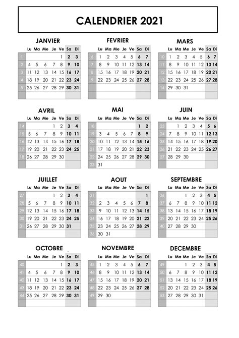 Gratuit Calendrier 2021 Imprimable Modèle Dans Pdf And Mot The Imprimer