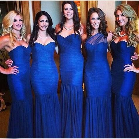 Royal Blue Bridesmaid Dresses Mermaid Sweetheart Long Bridemaid Dress