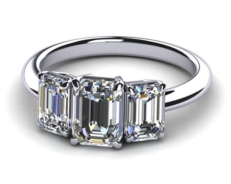 Emerald cut diamond 3 stone engagement ring w/ accents 18k white gold 2.00ctw. Emerald Cut Three Stone Diamond Engagement Ring | American ...