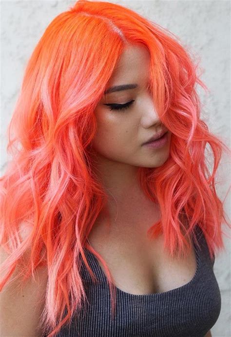 Fiery Orange Hair Color Shades To Try Orange Hair Dye Hair Color Orange Peach Hair