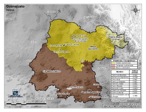 Mapa De Guanajuato Mapa Físico Geográfico Político Turístico Y