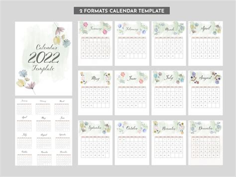 Zwei Formate Jahreskalender Template Design Für Das Konzept 2022