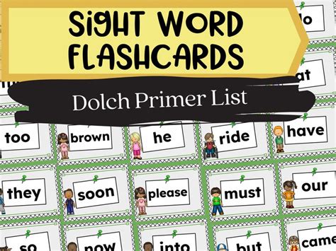 Printable Sight Word Flashcards Primer Dolch Sight Words Etsy