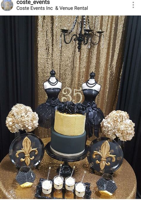 Gold And Black Birthday Party Dessert Table And Decor Party Dessert