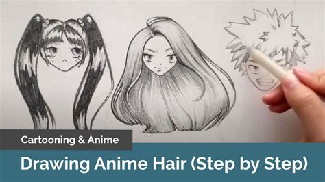 How To Draw Female Anime Hair In Pencil Bangs Pigtails And Ponytails