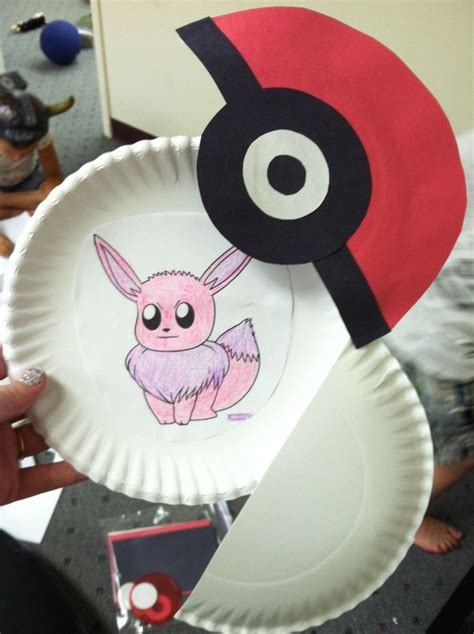 Opening Pokeballs Made From Paper Plates And Construction
