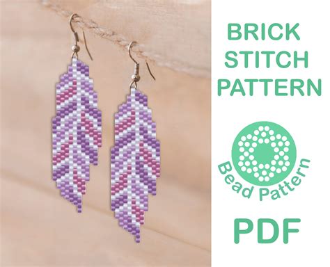 Brick Stitch Feather Earrings Beaded Feather Earrings Pattern Etsy