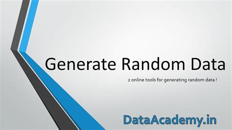 Generating Random Data For Testing Youtube