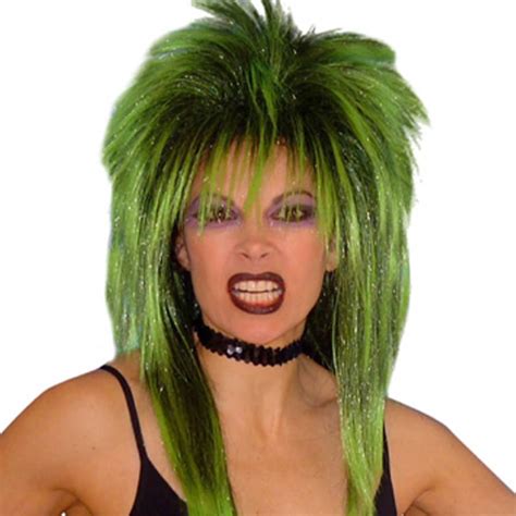 Spikey Punk Blackgreen Wig Costume Cave
