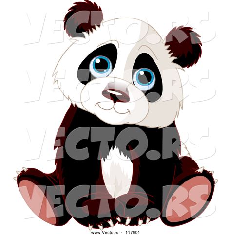 Vector Of Cartoon Cute Panda Cub Sitting By Pushkin 117901