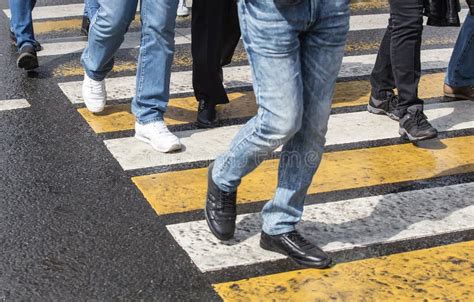 People Walking On A Pedestrian Crossing Stock Photo Image Of Scene