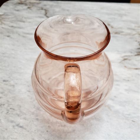Vintage Pink Glass Pitcher Capacity Approximately Liters Ebay